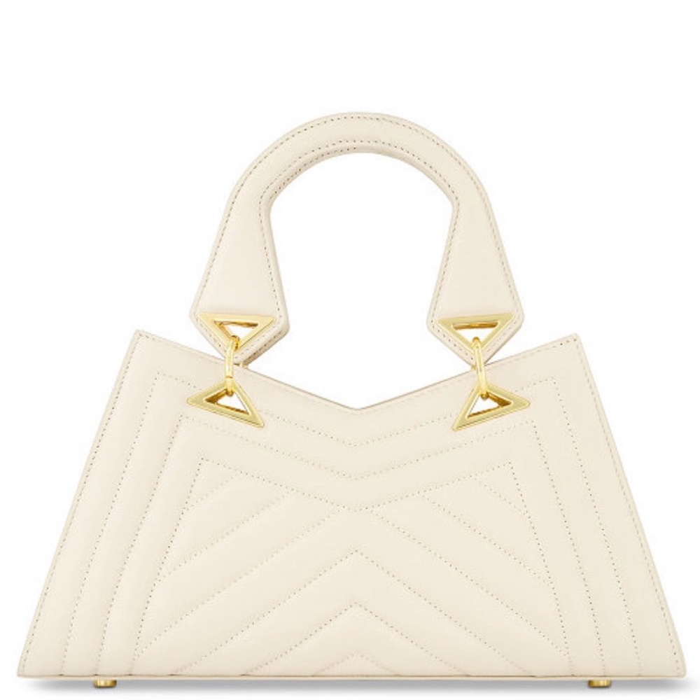 Elegant Cream Handbag with Gold Accents